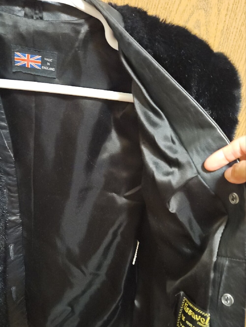 Title: Vintage Tissavel Faux Fur & Genuine Leather Bomber Jacket - Made in Engla - Picture 3 of 5